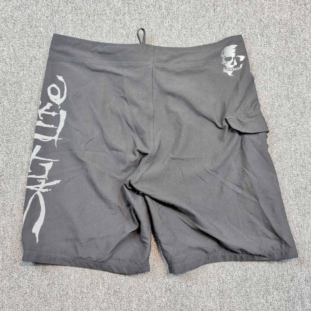 Salt Life SLX-QD Board Shorts 34 Black Quick Dry Surf Fishing Skull Graphic Logo